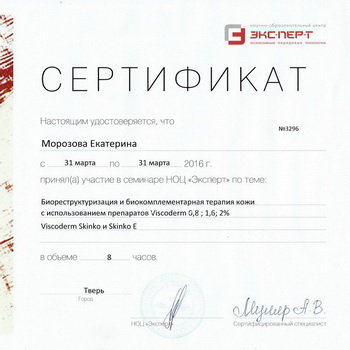 Сертификат Эксперт 2016